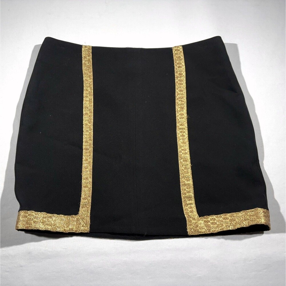 RAG & BONE Skirt Womens Gold Metallic Trim Mini Short Boho Goth Grunge Emo Sz 2